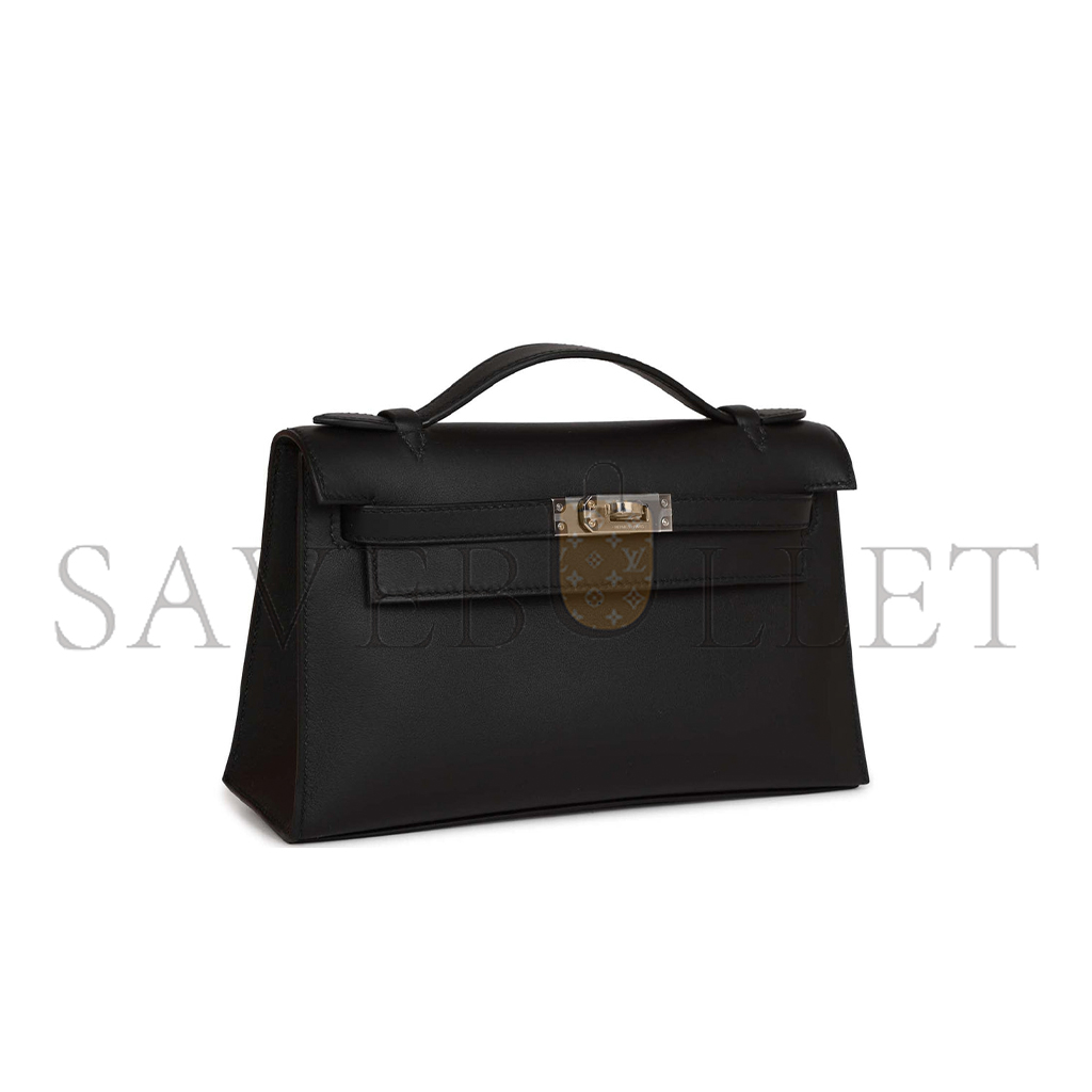 H**mes master kelly pochette black swift palladium hardware (22*14*7cm)